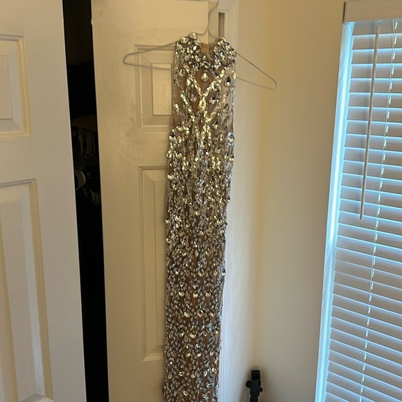 Celebrity Inspired Silver Gem Dress - Picture 1 of 8